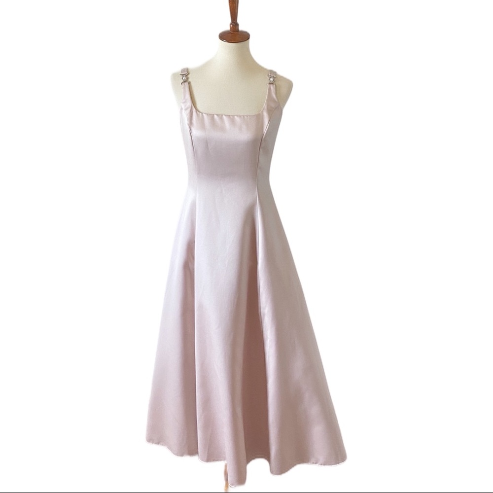 Jessica McClintock for Dillard’s champagne blush formal evening ball gown dress